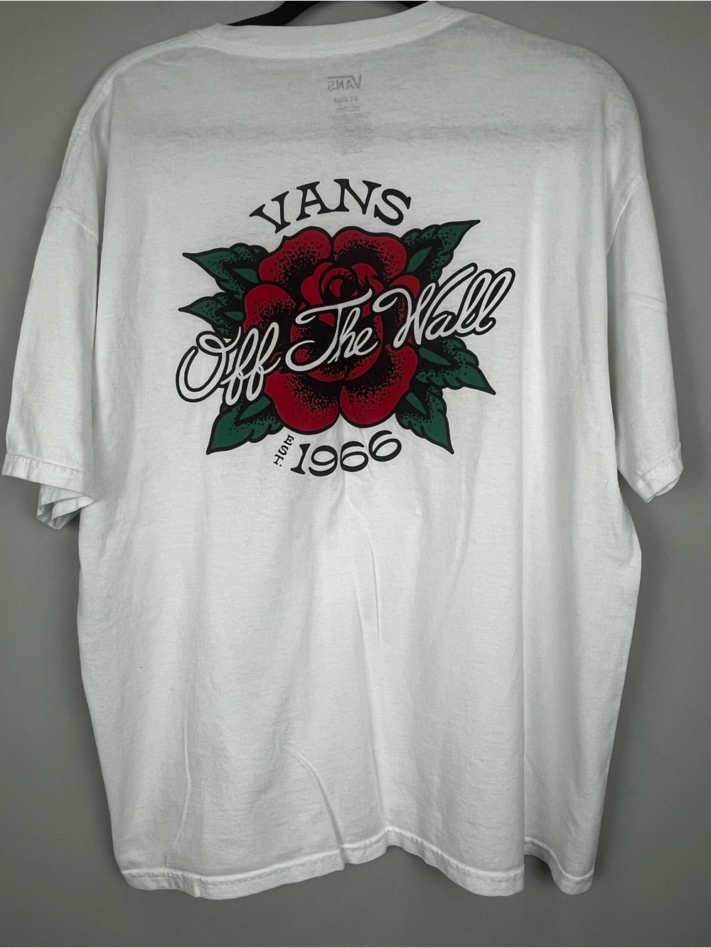 Y2K Vans Off The Wall 1966 Rose Graphic Tee White Red Black Size XL